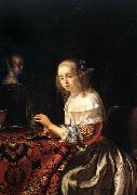 MIERIS, Frans van, the Elder The Lacemaker Spain oil painting artist
